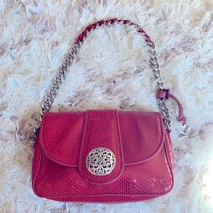 Red embossed Brighton shoulder bag